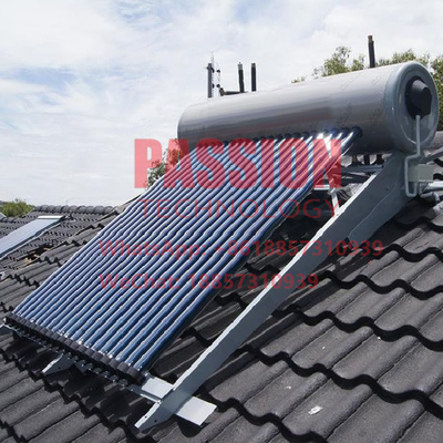 مخزن نقره ای 250 لیتری آبگرمکن خورشیدی پشت بام کلکتور آب گرم کن خورشیدی